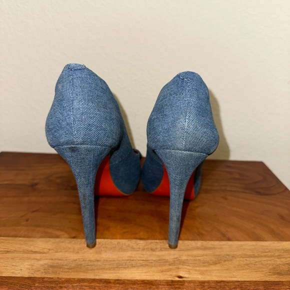Lucho Denim Peeptoe Heels - Picture 3 of 4